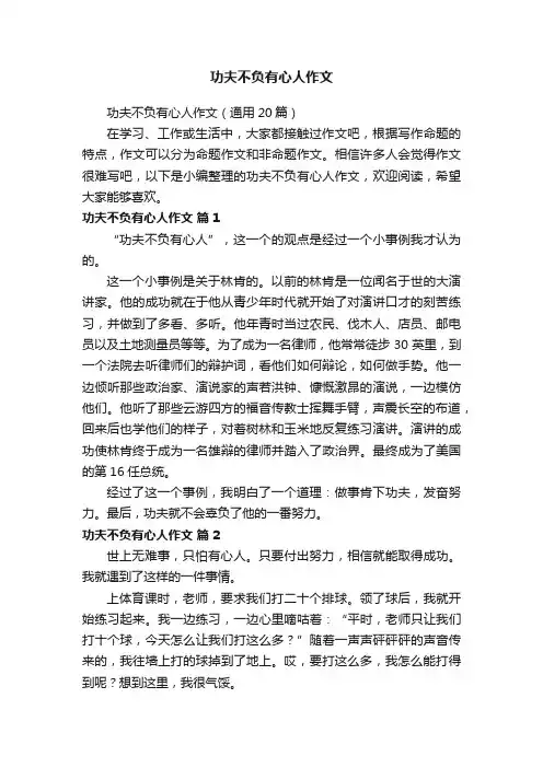 功夫不负有心人作文
