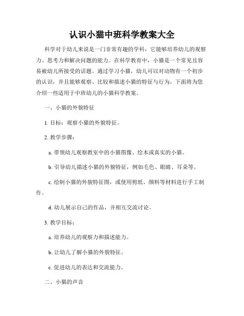认识小猫中班科学教案大全