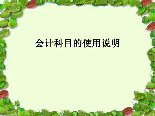 会计科目的使用说明财经版