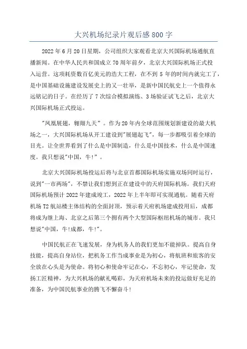 大兴机场纪录片观后感800字