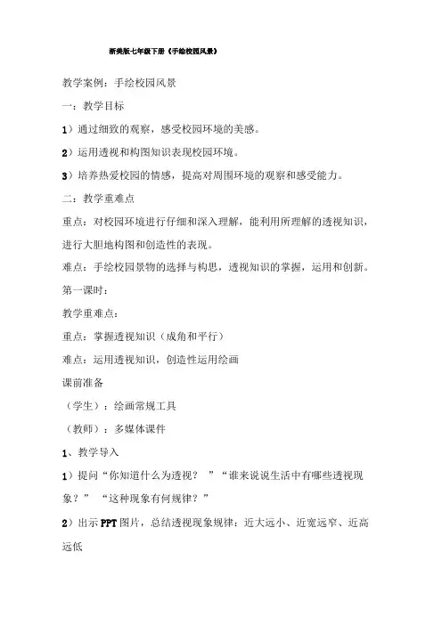手绘校园风景