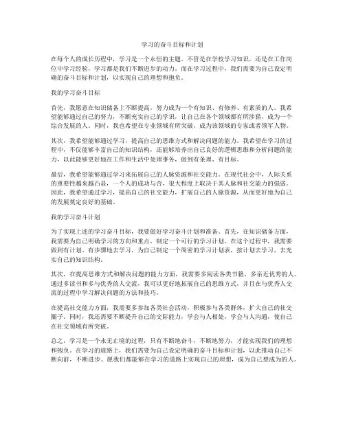 学习的奋斗目标和计划