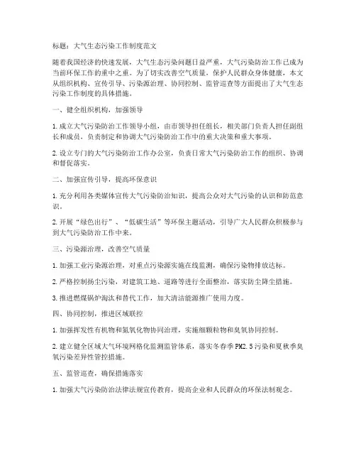 大气生态污染工作制度