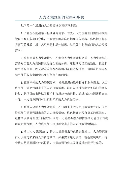 人力资源规划的程序和步骤