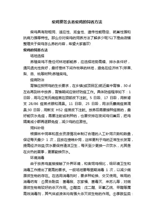 柴鸡要怎么养柴鸡的饲养方法