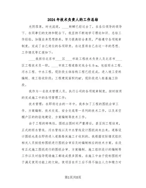 2024年技术负责人的工作总结(3篇)