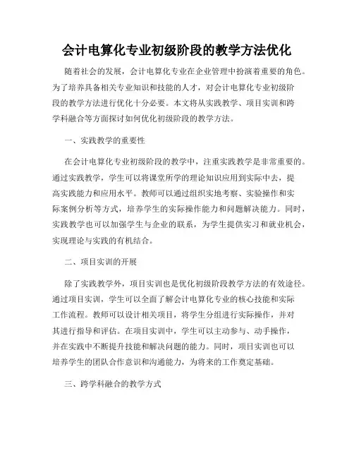 会计电算化专业初级阶段的教学方法优化