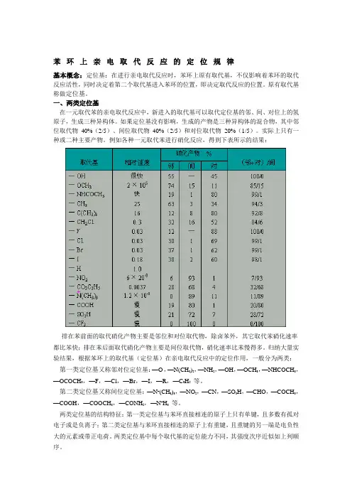 苯环上亲电取代反应的定位规律