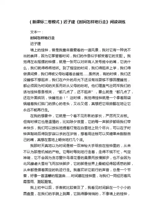 （新课标二卷模式）迟子建《时间怎样地行走》阅读训练