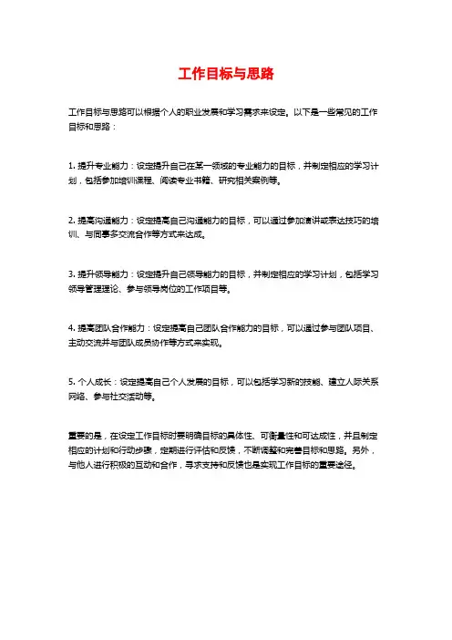 工作目标与思路