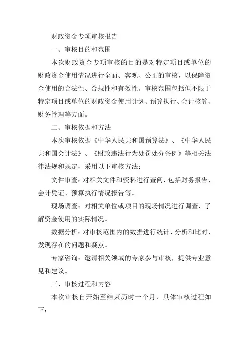 财政资金专项审核报告