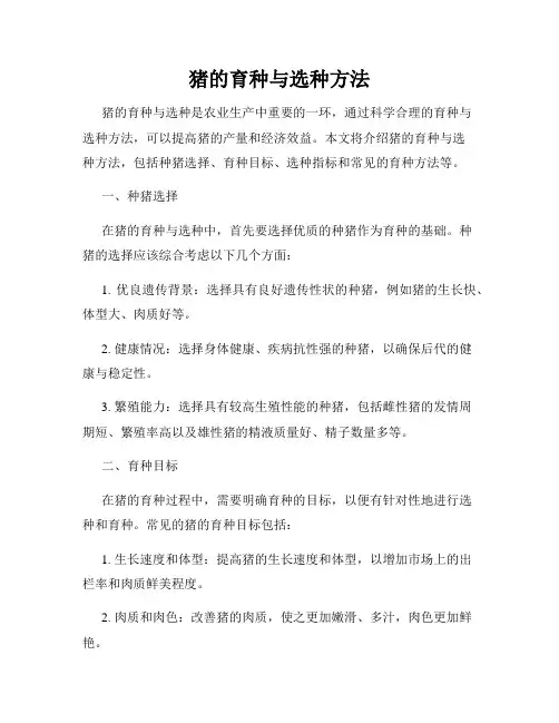 猪的育种与选种方法