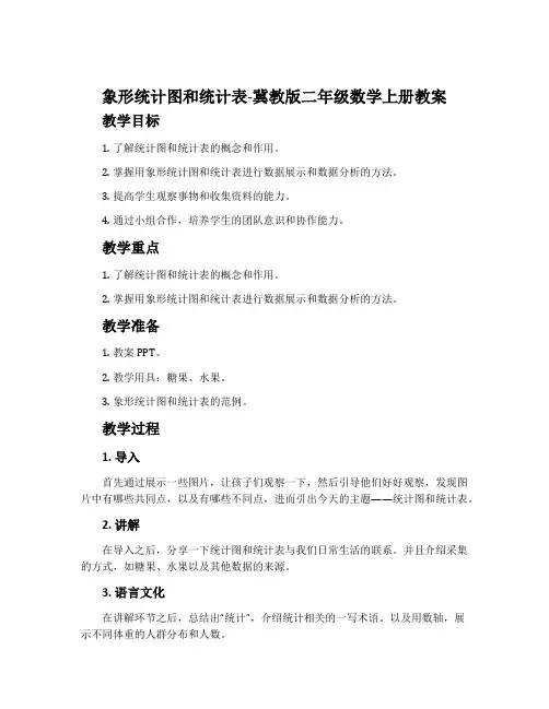 象形统计图和统计表-冀教版二年级数学上册教案