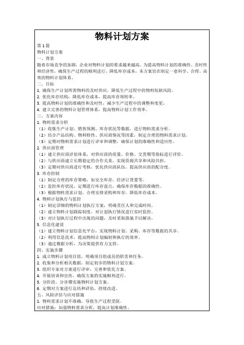物料计划方案