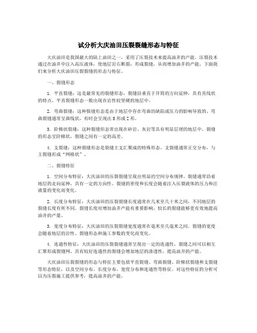 试分析大庆油田压裂裂缝形态与特征