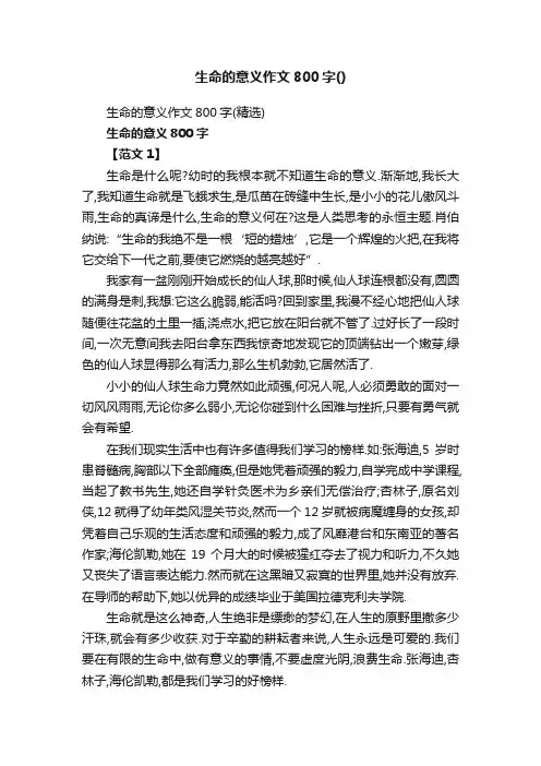 生命的意义作文800字（精选）