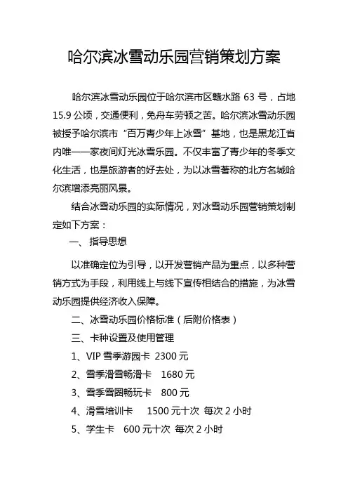哈尔滨冰雪动乐园营销策划方案