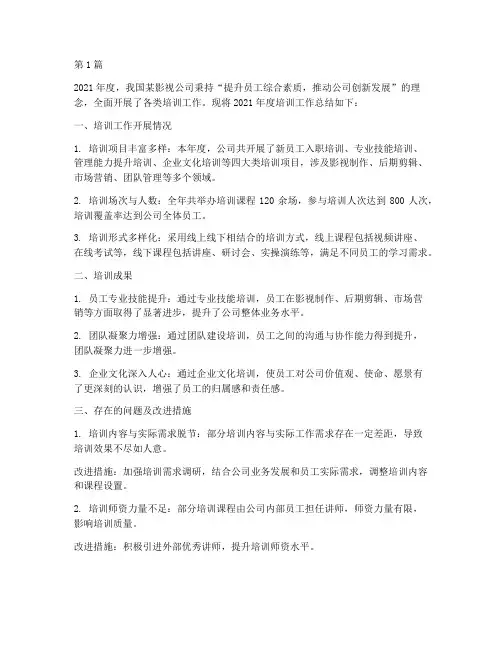 影视公司培训的年度总结(3篇)