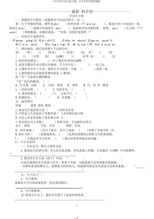小升初语文综合练习题。共2套带答案精编版