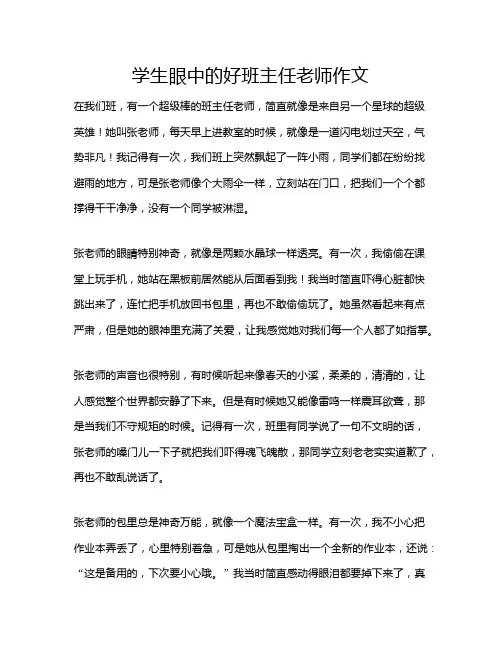 学生眼中的好班主任老师作文