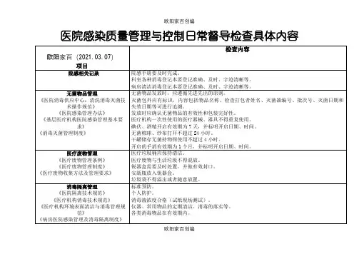 医院感染督查内容之欧阳家百创编