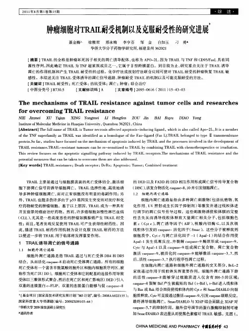 肿瘤细胞对TRAIL耐受机制以及克服耐受性的研究进展