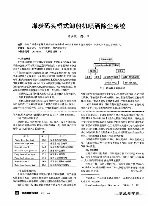 煤炭码头桥式卸船机喷洒除尘系统