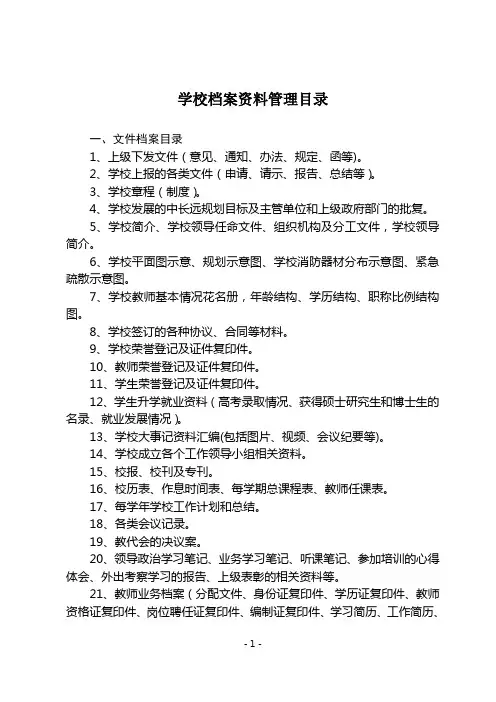学校档案管理目录