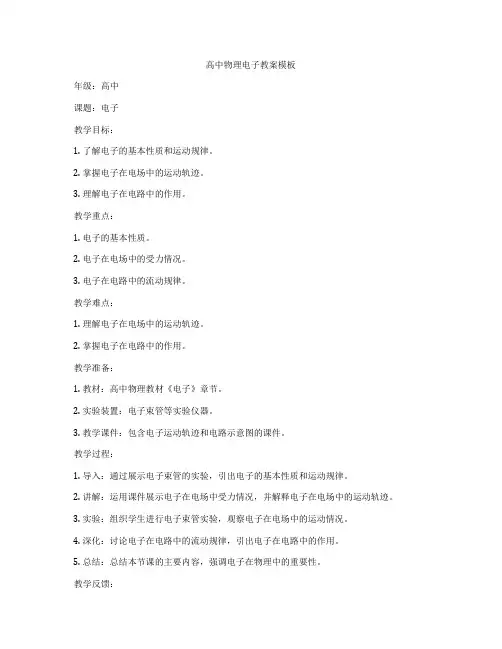 高中物理电子教案模板