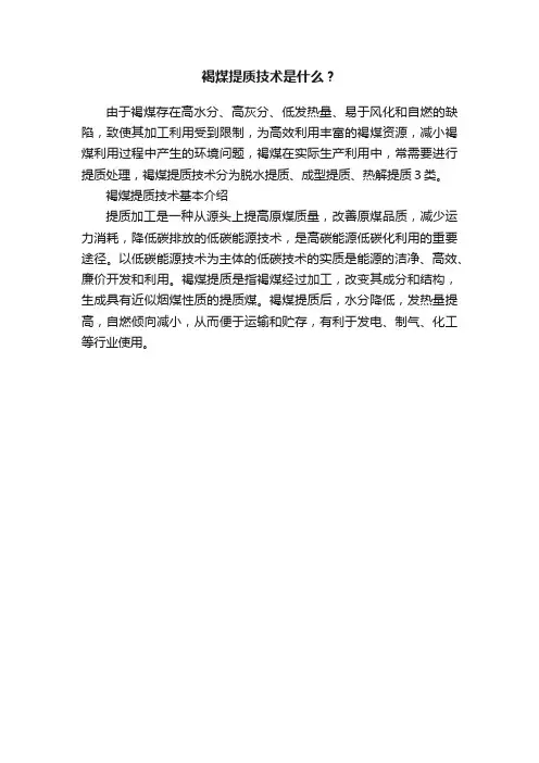褐煤提质技术是什么？