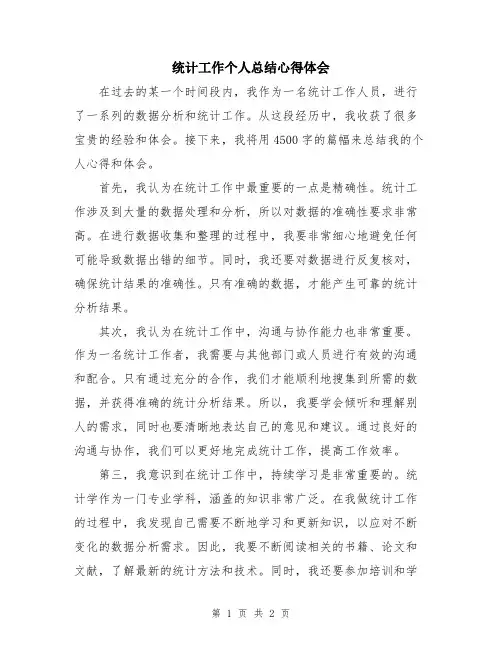 统计工作个人总结心得体会
