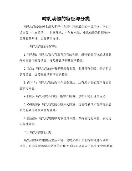 哺乳动物的特征与分类