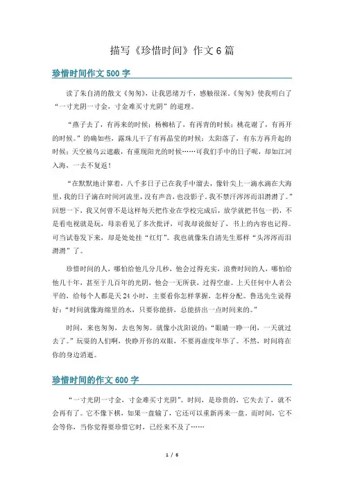 描写《珍惜时间》作文6篇