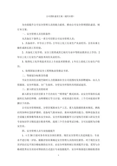 公司团队建设方案