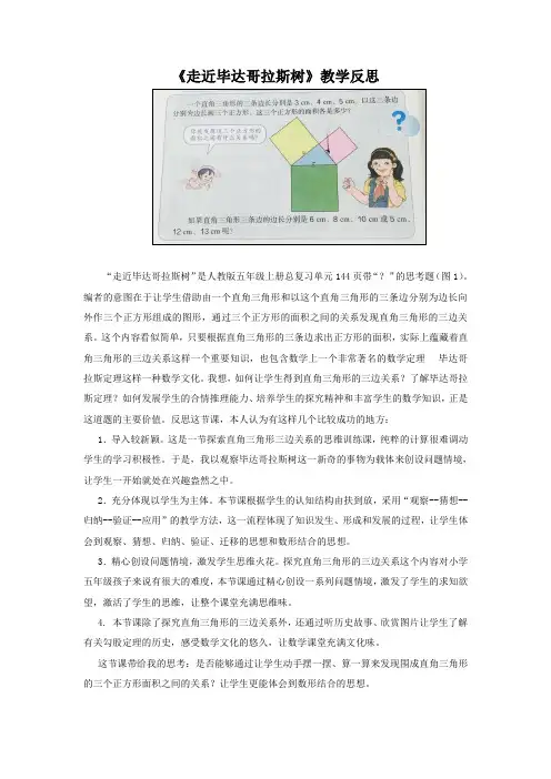 《走近毕达哥拉斯树》教学反思