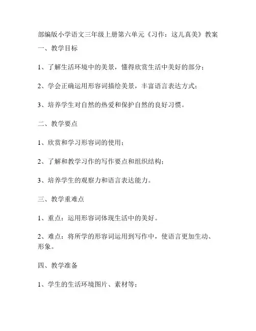 部编版小学语文三年级上册第六单元《习作：这儿真美》教案