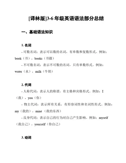 [译林版]3-6年级英语语法部分总结