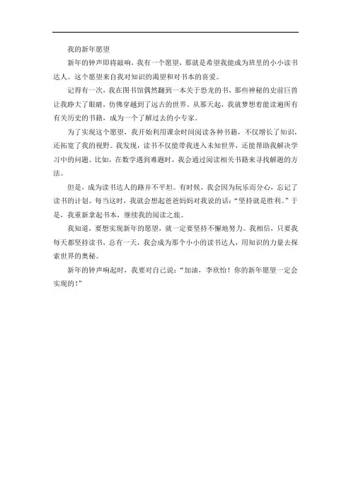 2024年寒假作业《我的新年愿望》满分作文