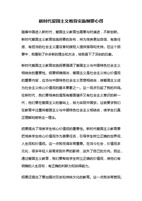 新时代爱国主义教育实施纲要心得