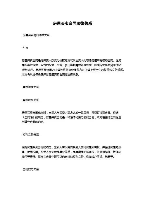 房屋买卖合同法律关系