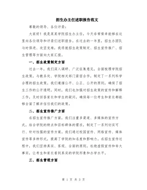 招生办主任述职报告范文