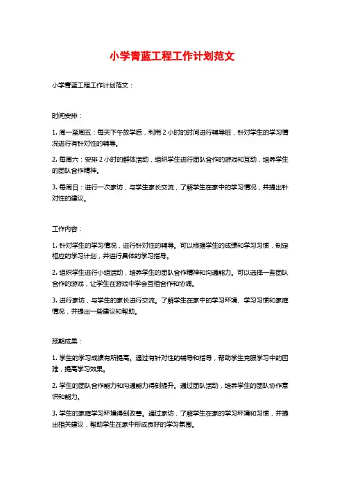 小学青蓝工程工作计划范文