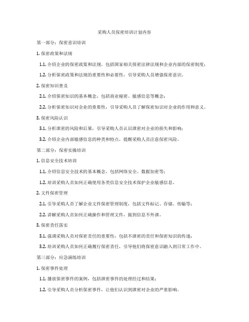 采购人员保密培训计划内容