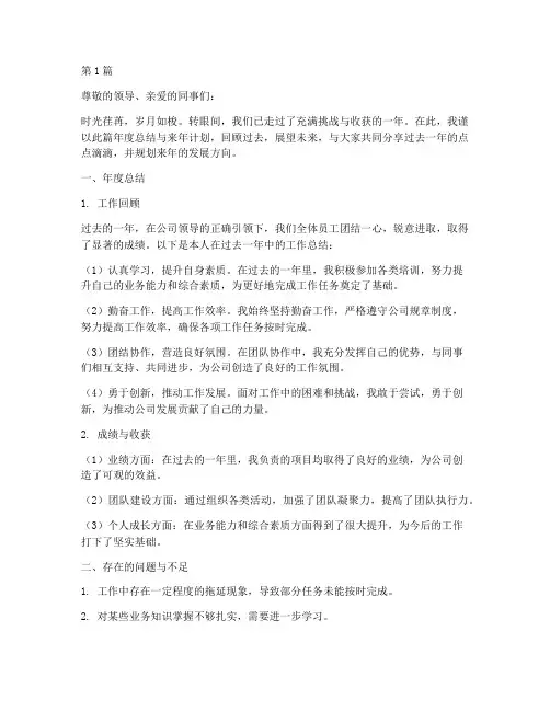 年度总结来年的计划(3篇)