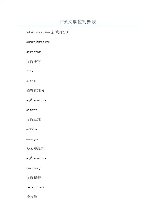 中英文职位对照表