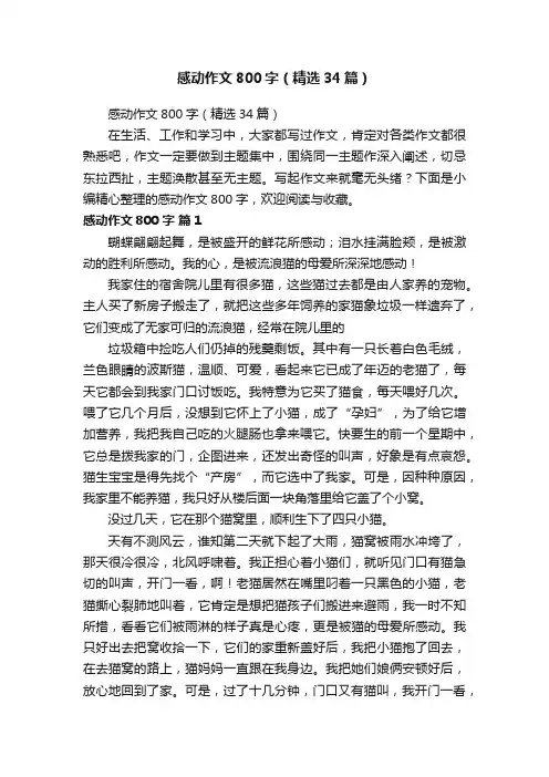 感动作文800字（精选34篇）
