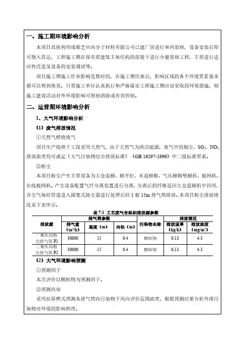 一、施工期环境影响分析