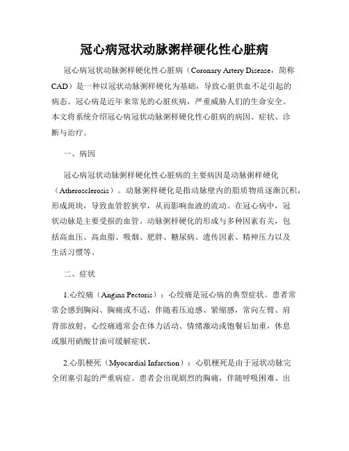 冠心病冠状动脉粥样硬化性心脏病