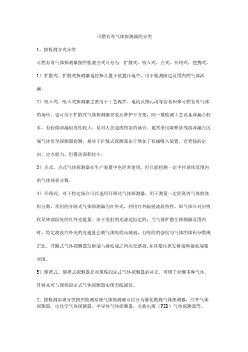 可燃有毒气体探测器的分类