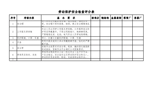 劳动用品安全检查评分表